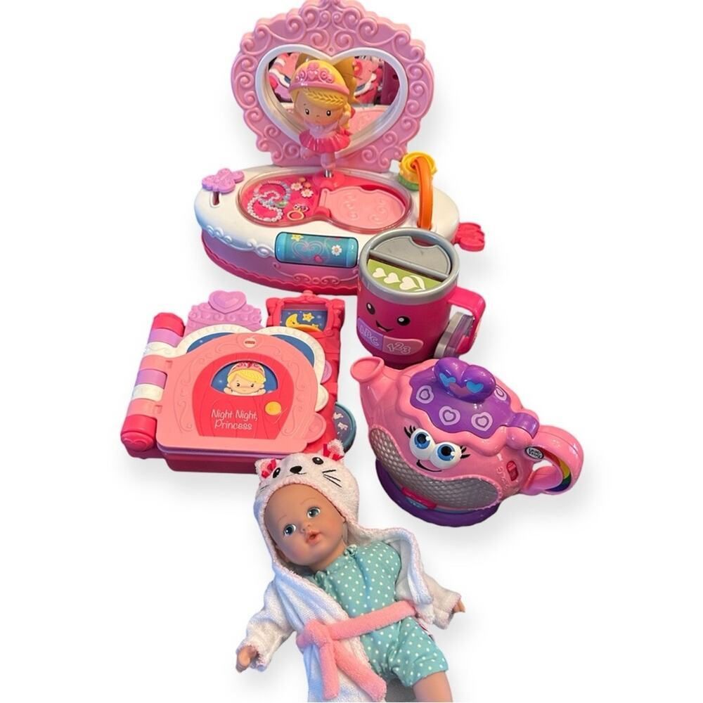 FisherPrice princess Jewelry Box interactive Book Doll Tea Pot Cup